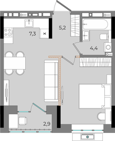 Квартира 45,2 м², 1-комнатная - изображение 1