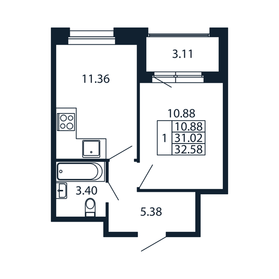 31,3 м², 1-комнатная квартира 5 248 888 ₽ - изображение 57