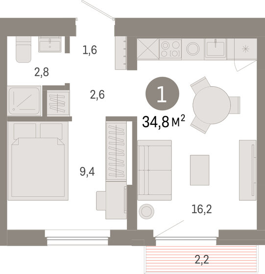 45 м², 1-комнатная квартира 4 700 000 ₽ - изображение 100