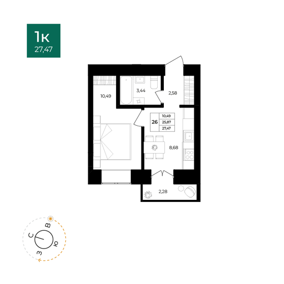 27,4 м², квартира-студия 2 500 000 ₽ - изображение 98