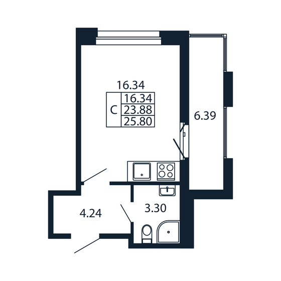 26,7 м², квартира-студия 5 831 280 ₽ - изображение 51