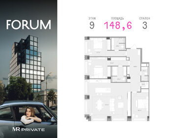 Квартира 148,6 м², 3-комнатная - изображение 1