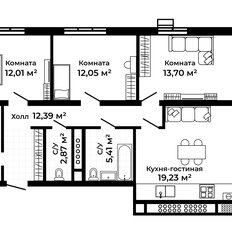 Квартира 88 м², 3-комнатная - изображение 2