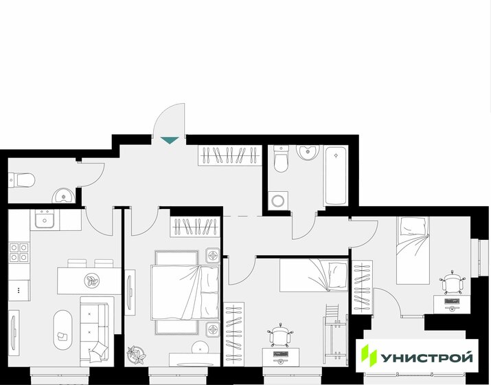 96,6 м², 3-комнатная квартира 15 500 000 ₽ - изображение 75