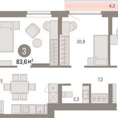 Квартира 83,6 м², 3-комнатная - изображение 3