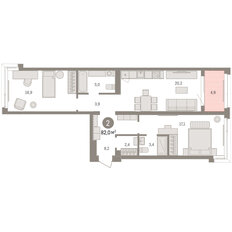 Квартира 82 м², 2-комнатная - изображение 3