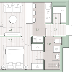 Квартира 34,3 м², 1-комнатная - изображение 2