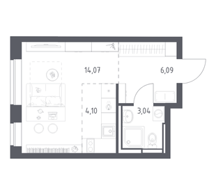 Квартира 27,3 м², студия - изображение 1