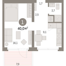 Квартира 40 м², 1-комнатная - изображение 3