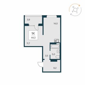 Квартира 44,3 м², 1-комнатная - изображение 1