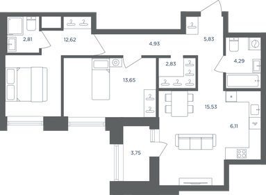 Квартира 70,5 м², 2-комнатная - изображение 1