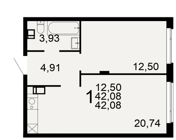 Квартира 42,1 м², 1-комнатная - изображение 1