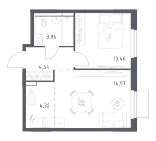 Квартира 38,3 м², 1-комнатная - изображение 1