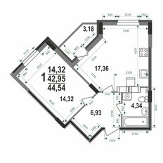 Квартира 44,5 м², 1-комнатная - изображение 3