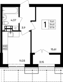 Квартира 37,8 м², 1-комнатная - изображение 1