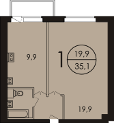 Квартира 35,1 м², 1-комнатная - изображение 5
