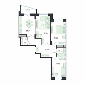 Квартира 82,9 м², 3-комнатная - изображение 1