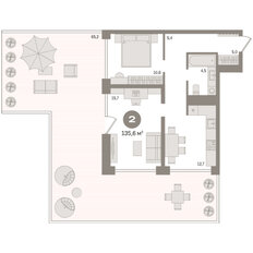 Квартира 135,6 м², 2-комнатная - изображение 3