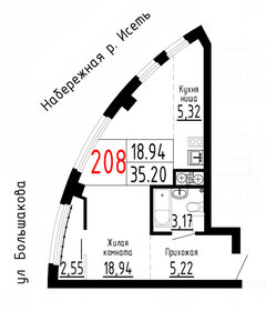 Квартира 35,2 м², студия - изображение 1