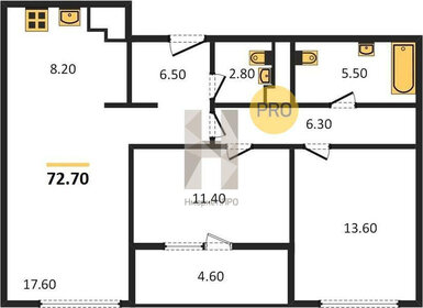 Квартира 70,7 м², 2-комнатная - изображение 1