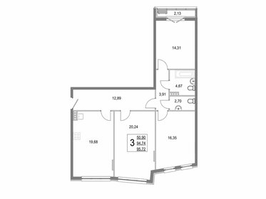 Квартира 95,4 м², 3-комнатная - изображение 1