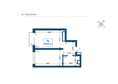 Квартира 39,5 м², 1-комнатная - изображение 2