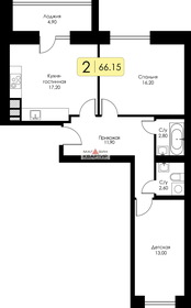 Квартира 66,2 м², 2-комнатная - изображение 5