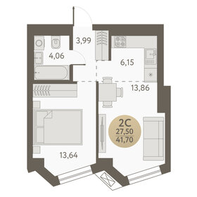 Квартира 41,7 м², 2-комнатная - изображение 1