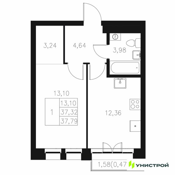 38,7 м², 1-комнатная квартира 12 000 000 ₽ - изображение 43
