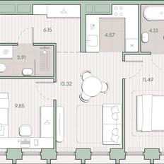 Квартира 53,4 м², 2-комнатная - изображение 2