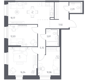 Квартира 76,9 м², 3-комнатная - изображение 1