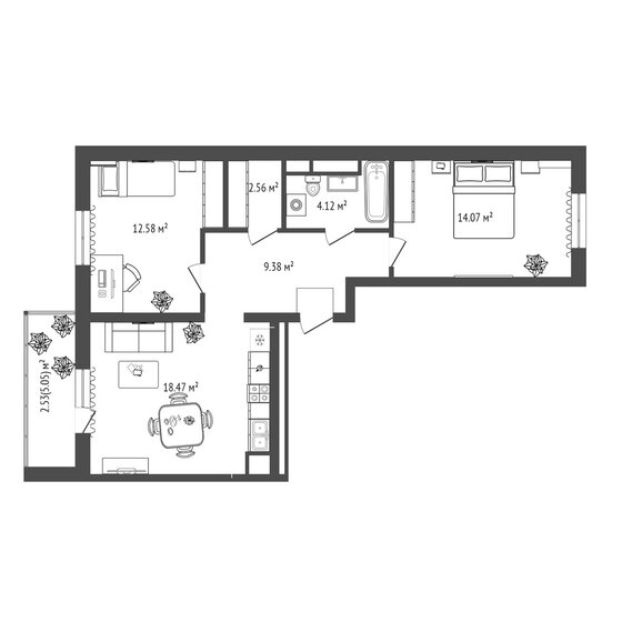 62 м², 2-комнатная квартира 6 940 000 ₽ - изображение 38