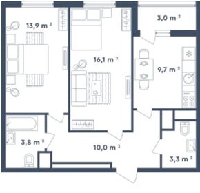 Квартира 58,3 м², 2-комнатная - изображение 1
