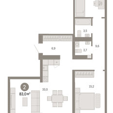 Квартира 83 м², 2-комнатная - изображение 3