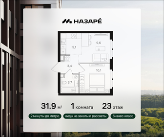 Квартира 31,9 м², 1-комнатная - изображение 1