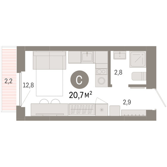 20,2 м², квартира-студия 2 500 000 ₽ - изображение 77