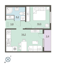 Квартира 35,8 м², 1-комнатная - изображение 2
