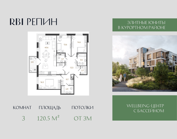 Квартира 120,5 м², 3-комнатные - изображение 1