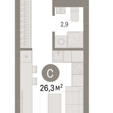Квартира 26,3 м², студия - изображение 3