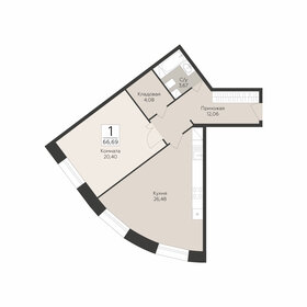 Квартира 66,7 м², 1-комнатная - изображение 2