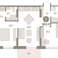 Квартира 60,1 м², 2-комнатная - изображение 3