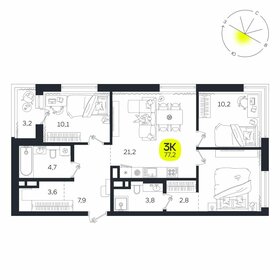 Квартира 77,2 м², 3-комнатная - изображение 1