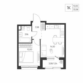 Квартира 33,6 м², 1-комнатная - изображение 1