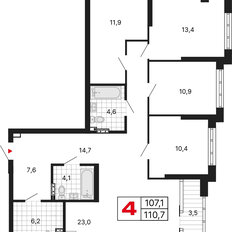 Квартира 110,8 м², 4-комнатная - изображение 2