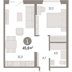 Квартира 45,8 м², 1-комнатная - изображение 3