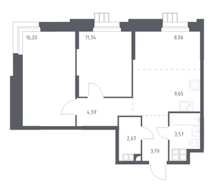 Квартира 59,4 м², 2-комнатные - изображение 1
