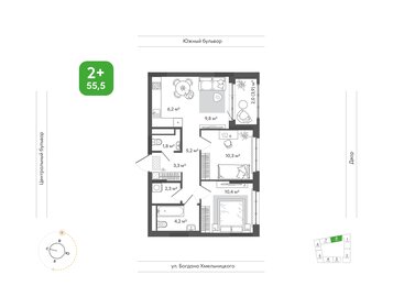 Квартира 55,5 м², 3-комнатная - изображение 1