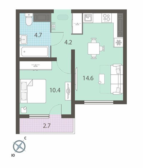 41,7 м², 1-комнатная квартира 11 903 000 ₽ - изображение 31
