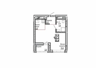Квартира 25,4 м², студия - изображение 1