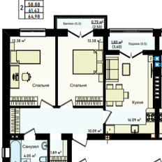 Квартира 65,2 м², 2-комнатная - изображение 4